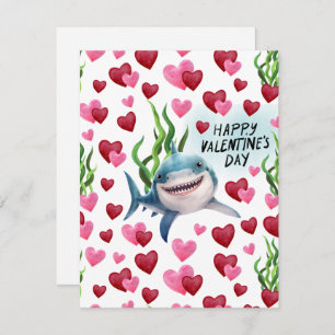 Shark Love Valentine’s Day Card in White
