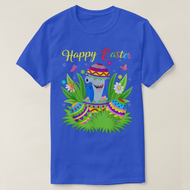Shark Lover Floral Easter Egg Funny Hammerhead Sha T-Shirt (Design Front)