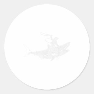 Shark Lover Rodeo Cowboy Riding Great White Vintag Classic Round Sticker
