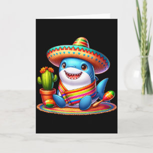 Shark lovers cinco de mayo sombrero maracas mexica card
