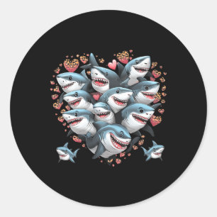 Shark Lovers Marine Divers Sharks Forming A Heart Classic Round Sticker