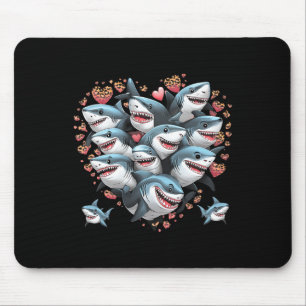 Shark Lovers Marine Divers Sharks Forming A Heart Mouse Pad