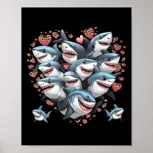 Shark Lovers Marine Divers Sharks Forming A Heart Poster