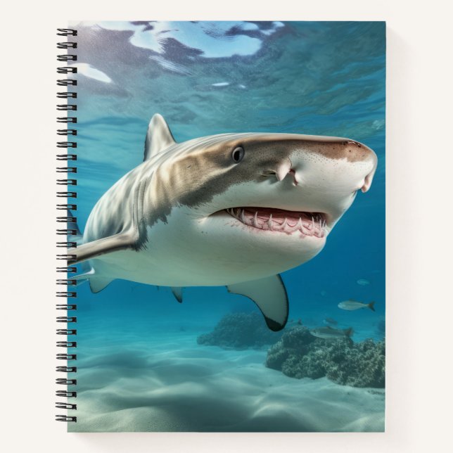 Shark Marine Animal  Blue Ocean Deep Sea Notebook (Front)