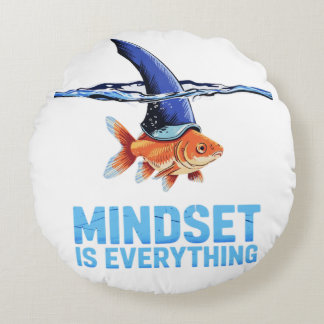 "Shark Mindset Goldfish – Inspirational Motivation Round Cushion