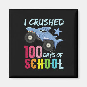 Shark Monster Truck 100 Days Of School Apparel Magnet