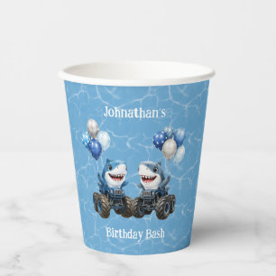 Shark Monster Truck Birthday Bash Paper Cups
