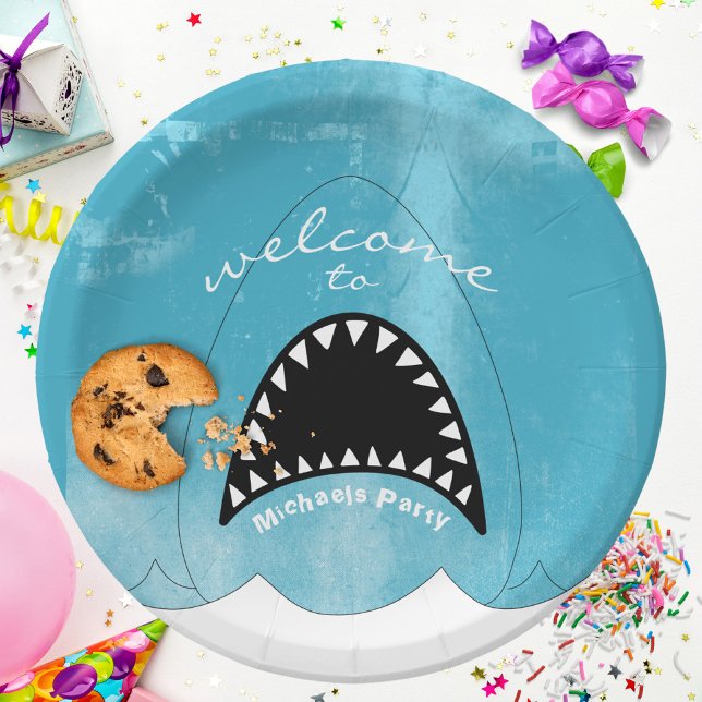 Shark Mouth Kids Birthday Party Paper Plate (Shark Mouth Wave Exciting Party Paper Plate ©Susanne Sachers - Sunny Mind 🌞)
