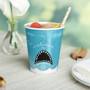 Shark Mouth Wave Exciting Birthday Party Paper Cups