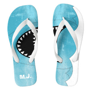 Shark Mouth Wave Monogram Illustration Jandals