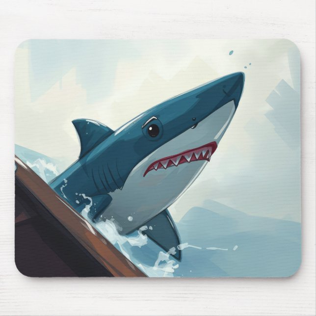 Shark Near Boat Mouse Pad (Front)