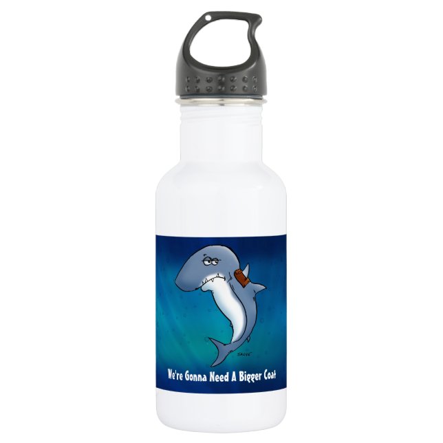 Shark Needs A Bigger Coat Funny Cartoon 532 Ml Water Bottle (Front)