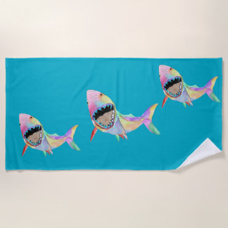Shark ocean art beach towel