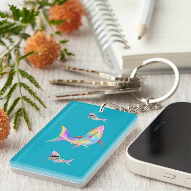 Shark ocean art  key ring (Front Right)