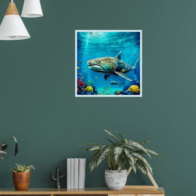 Shark Ocean Predator Art Poster (Living Room 1)