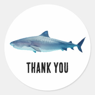 Shark Painting Coastal Thank You  Classic Round Sticker
