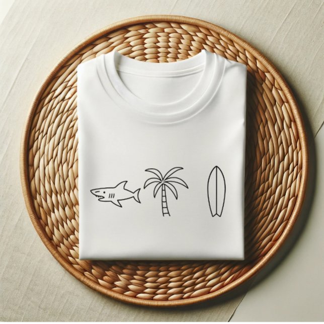 Shark, Palm Tree, Surfboard Coastal Vibes T-Shirt  (Creator Uploaded)