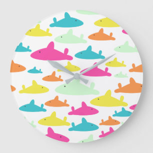 Shark Pattern Large Clock