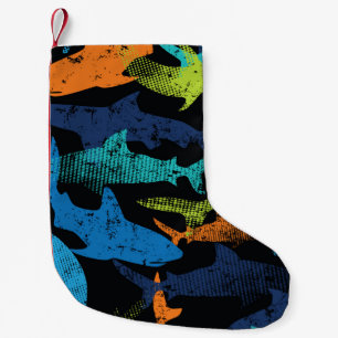 Shark pattern, modern urban small christmas stocking