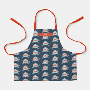 Shark Pattern Navy Blue Apron