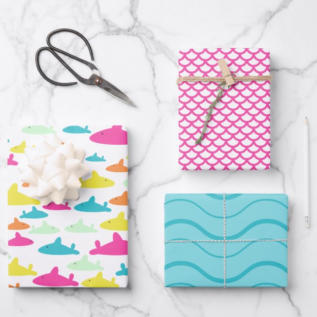 Shark Pattern Wrapping Paper Sheet (Front)