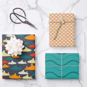 Shark Pattern Wrapping Paper Sheet