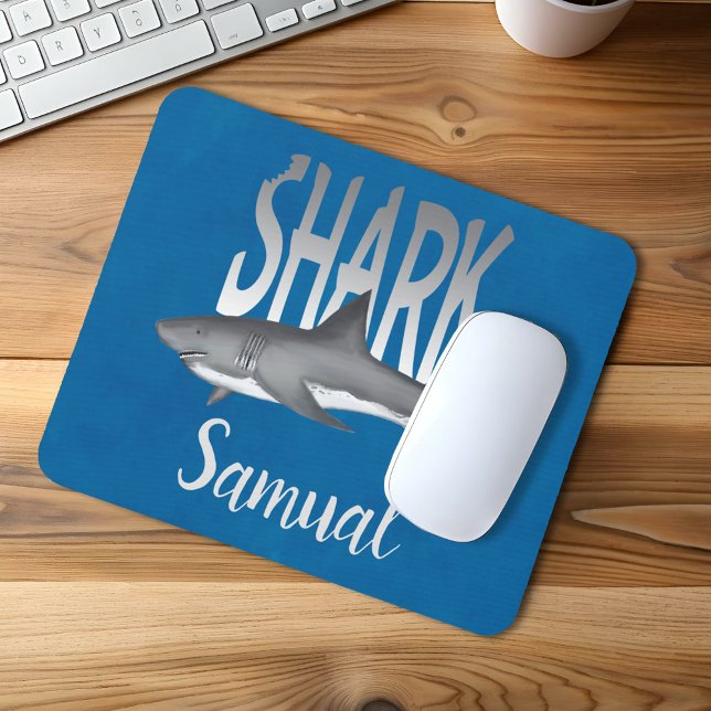 Shark Personalised Ocean Cool Beach Tropical Mouse Pad (Shark bite personalized mouse pad)