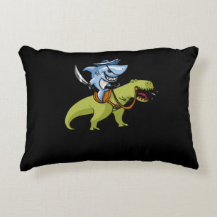 Shark Pirate Riding T-Rex Dinosaur Decorative Cushion