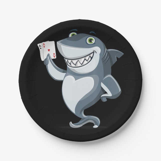 Shark Poker Player  - Funny Poker Gift Paper Plate (Front)