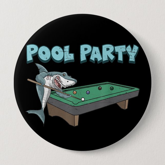 Shark Pool Party Pun Billiard Summer Beach Pool 10 Cm Round Badge (Front)