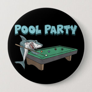 Shark Pool Party Pun Billiard Summer Beach Pool 10 Cm Round Badge