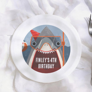 Shark Pool Party Summer Birthday Party Paper Plate