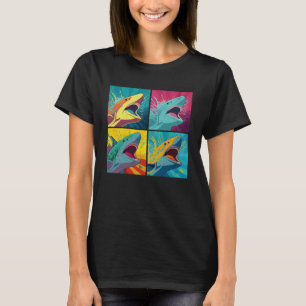 Shark Pop Illustration Colourful Animal Women Men T-Shirt