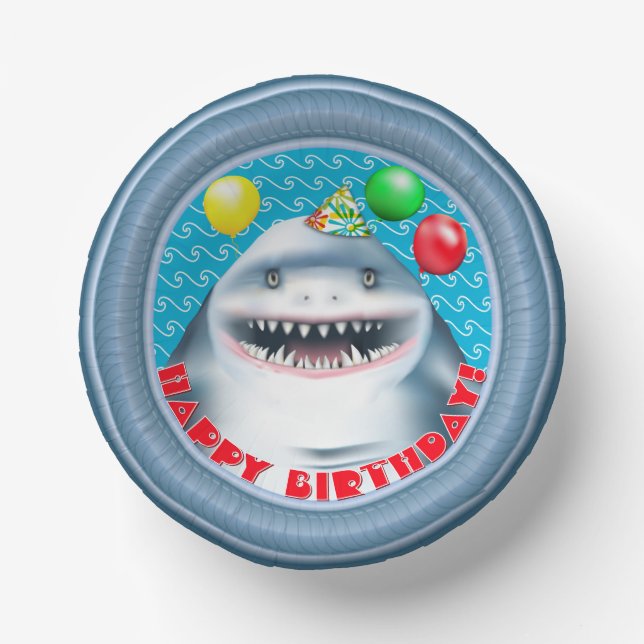 Shark Porthole Birthday Party Paper Plate (Front)