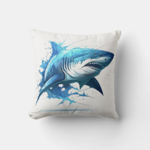 Shark Portrait Animal Painting Wildlife Outdoors  Cushion