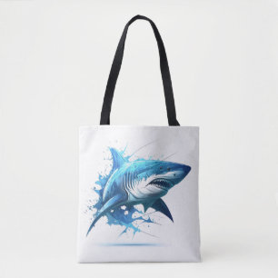 Shark Portrait Animal Painting Wildlife Outdoors Tote Bag