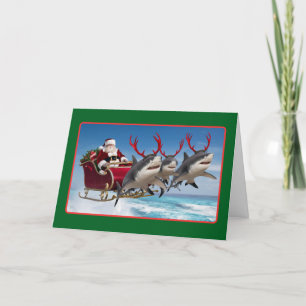 Shark Powered Sleigh Holiday Card