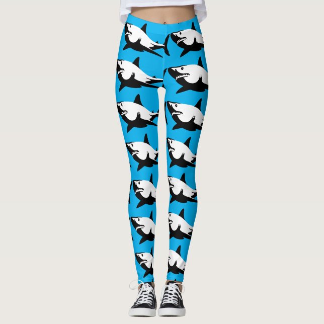SHARK PRINT BLUE YOGA PANTS (Front)