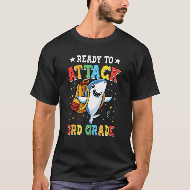Shark Ready To Attack 3rd Grade Back To School Boy T-Shirt (Front)