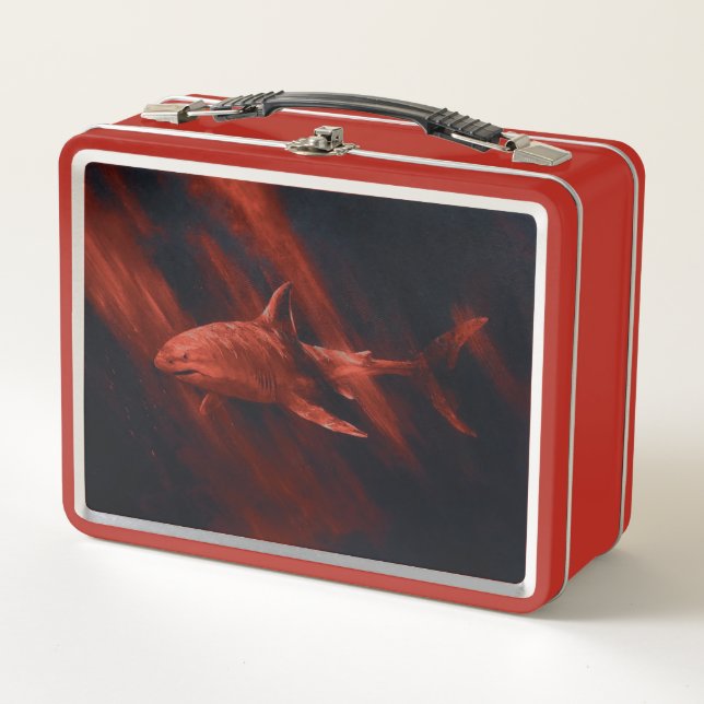 Shark Red Metal Lunch Box (Front)