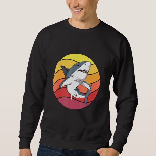 Shark Retro Sunset Shark Art Sharks Sweatshirt (Front)