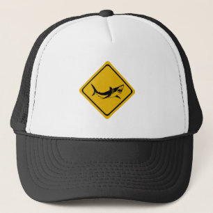 shark road sign trucker hat