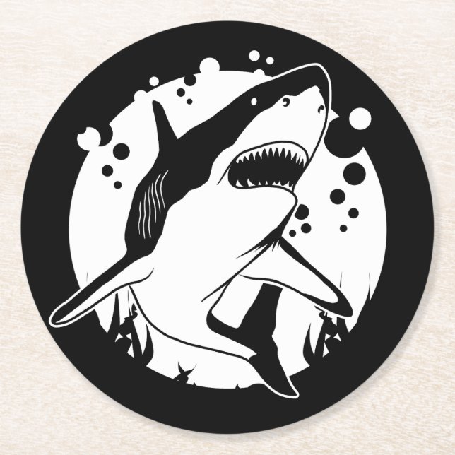 Shark Round Paper Coaster (Front)