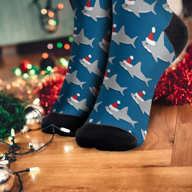 Shark Santa Hat Christmas Socks (Get these shark socks as a fun gift.)