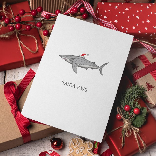 Shark Santa Jaws Funny Christmas Saying Holiday Card (Creator Uploaded)