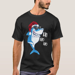 Shark Santa Tee Buffalo Plaid Shark Hat Christma