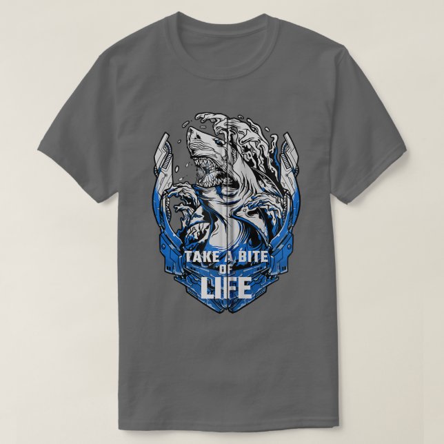Shark Sayings Motivation Take A Bite Of Life Zip  T-Shirt (Design Front)
