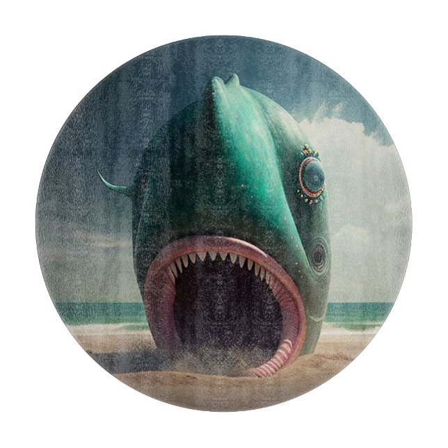 Shark sculpture on the beach cutting board (Front)
