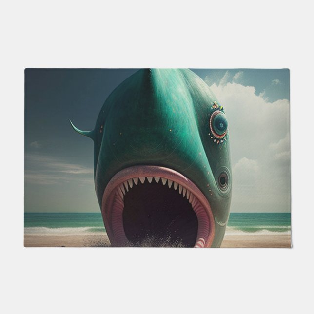 Shark sculpture on the beach doormat (Front)