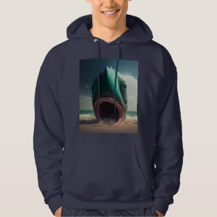 Shark sculpture on the beach hoodie